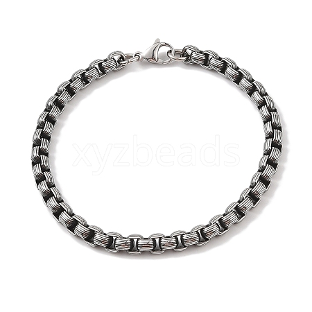 304 Stainless Steel Box Chain Bracelets for Men BJEW-B096-33A-AS-1