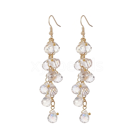 Glass Teardrop Cluster Dangle Earrings EJEW-JE05215-01-1