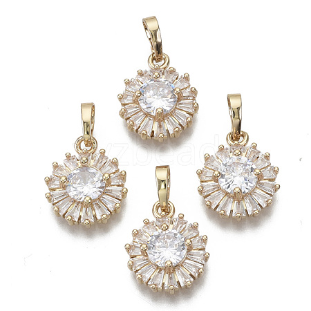 Brass Micro Cubic Zirconia Charms KK-N235-032A-1