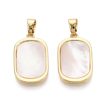 Natural White Shell Pendants KK-T073-64B-1
