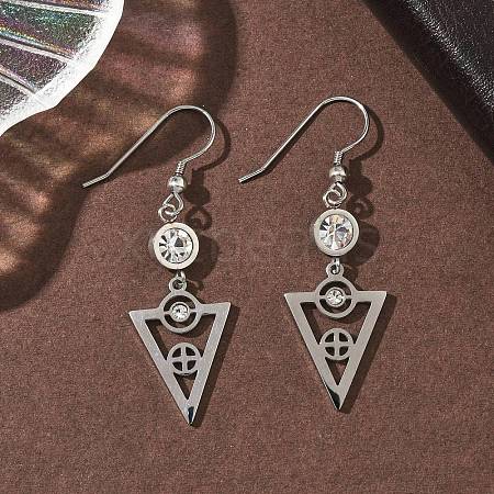 304 Stainless Steel Triangle Dangle Earrings Hand Polished EJEW-Z129-20P-1