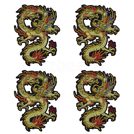 Dargon Pattern Polyester Fabrics Computerized Embroidery Cloth Sew on Patches PATC-WH0010-14-1