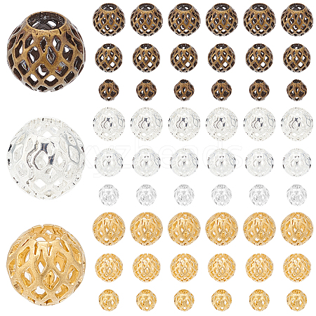   90Pcs 9 Style Brass Hollow Beads KK-PH0004-23-1