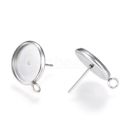 Non-Tarnish 304 Stainless Steel Stud Earring Settings X-MAK-R012-03-1