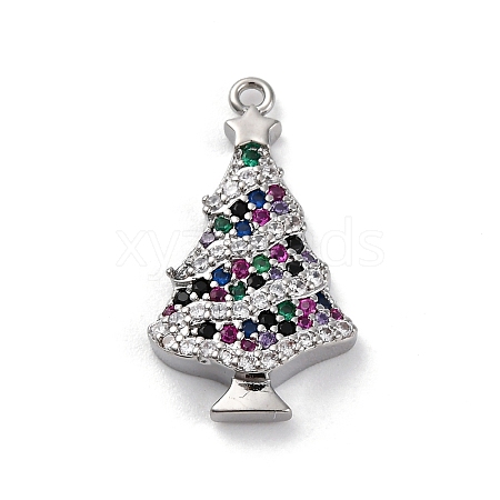 Christmas Series Brass Micro Pave Cubic Zirconia Pendants KK-Q010-01P-05-1