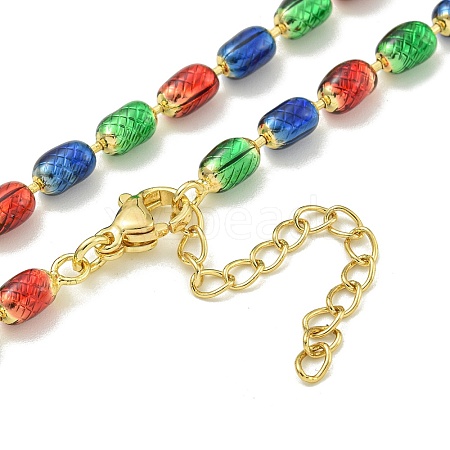 Brass Enamel Column Link Chain Necklaces NJEW-H039-13G-1