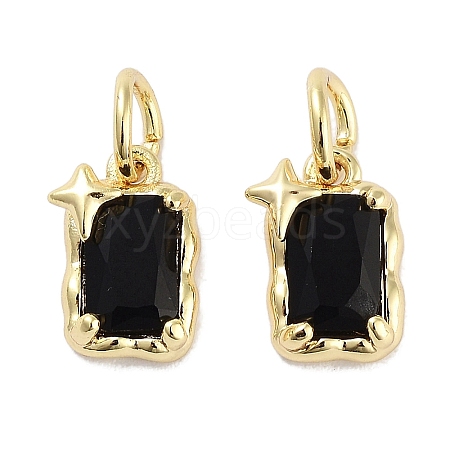 Brass Micro Pave Cubic Zirconia Charms KK-C051-10G-01-1