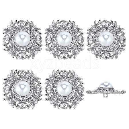 6Pcs ABS Plastic Imitation Pearl Shank Buttons BUTT-PH0001-51P-1