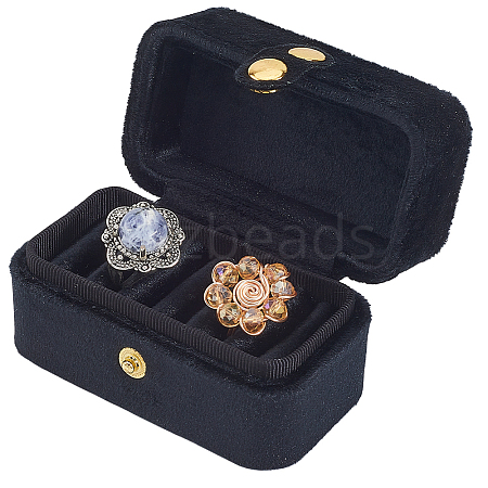 1Pc Mini Rectangle Velvet Ring Storage Boxes with Snap Buttons CON-BBC0001-19-1