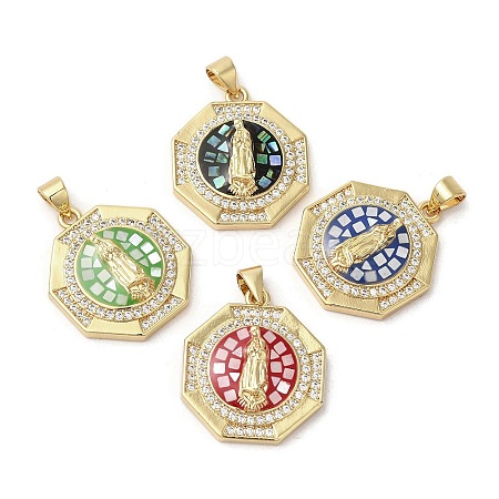 Brass Micro Pave Cubic Zirconia Pendants KK-K385-021G-1