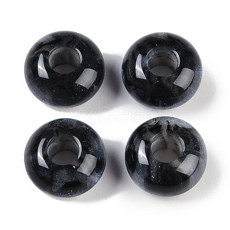 Resin European Beads with Glitter Powder RESI-F055-07G-1