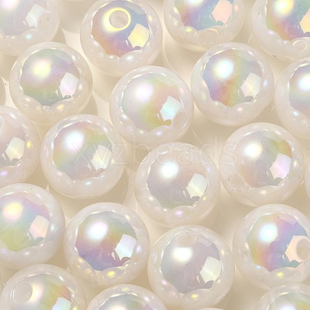 UV Plating Rainbow Iridescent Acrylic Beads OACR-F004-04D-1