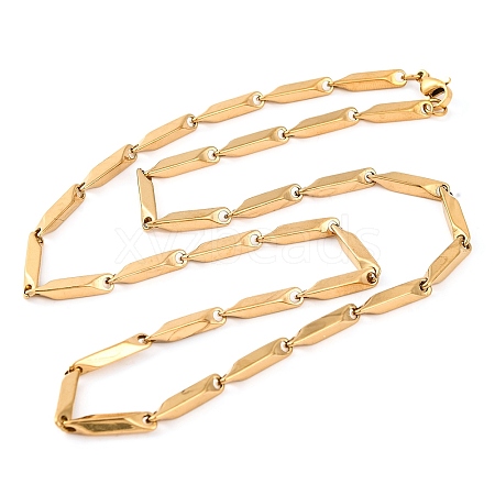 304 Stainless Steel Rectangle Link Chain Necklaces for Women NJEW-G140-05G-1