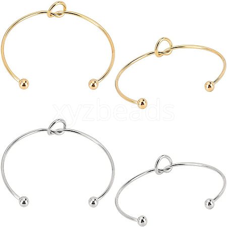 Unicraftale 4Pcs 2 Colors 304 Stainless Steel Love Knot Cuff Bangle Making MAK-UN0001-38-1