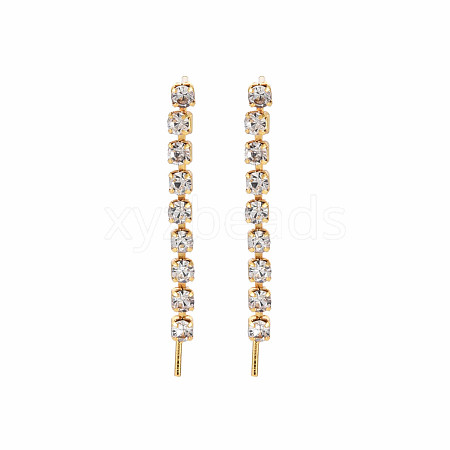 Brass Micro Pave Clear Cubic Zirconia Stud Earring Findings KK-S360-173-1