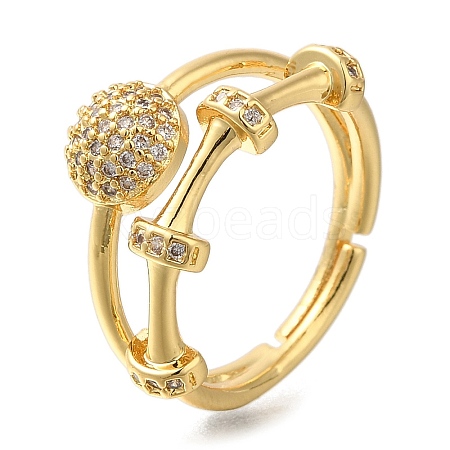 Adjustable Rack Plating Brass Micro Pave Cubic Zirconia Rings for Women RJEW-S244-01G-A-1