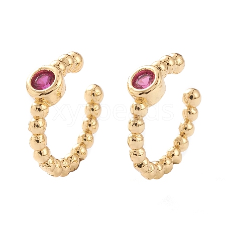 Brass Micro Pave Cubic Zirconia Cuff Earrings LS-EJEW-H109-01D-G-1
