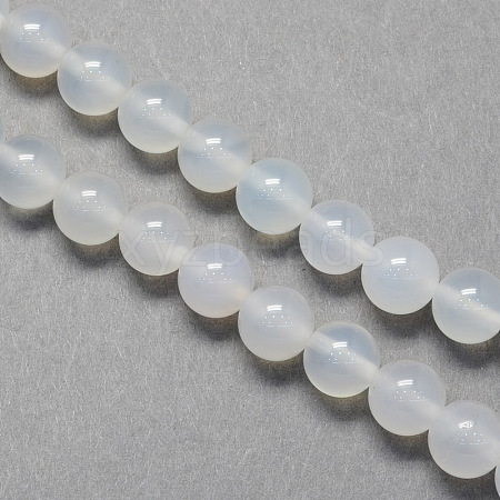 Round Natural White Agate Beads Strands G-S129-4mm-1