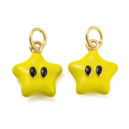 Star Rack Plating Brass Enamel Charms X-KK-Q804-07G-1