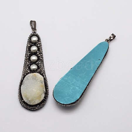 Natural Druzy Agate Big Pendants X-G-F356-05-1