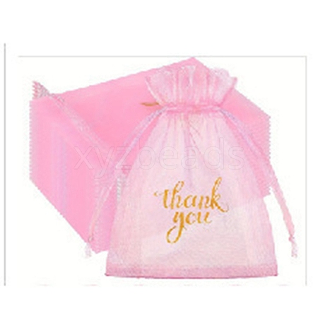 50Pcs Thank You Printed Organza DIY Craft Drawstring Bags PW-WG4E938-07-1