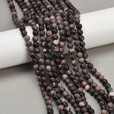 Natural Plum Blossom Jasper Beads Strands G-F591-23-6mm-1
