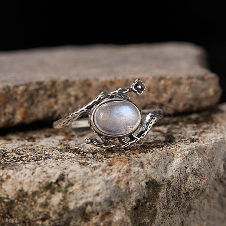 925 Sterling Silver with Natural Moonstone Finger Rings WGB2E64-34-1