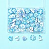 60Pcs 6 Styles Christmas Theme Printed Wood Beads WOOD-FS0001-33-7