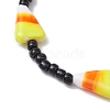 Handmade Lampwork Halloween Candy Corn & Black Seed Beaded Stretch Bracelets for Women Men BJEW-JB10459-4