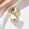 Brass Micro Pave Clear Cubic Zirconia Cuff Rings for Women RJEW-U041-23G-1