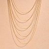 304 Stainless Steel Cardano Chain Multi Layered Necklaces for Women NJEW-U025-01G-02-1