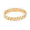 Brass Curb Chain Hinged Bangle for Women BJEW-S118-116G-1