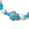 Synthetic Turquoise & Wood & Glass Beaded Stretch Bracelets for Women BJEW-JB11124-01-3