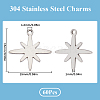 SUNNYCLUE 60Pcs 304 Stainless Steel Pendants STAS-SC0008-63-2