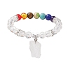 5Pcs 5 Styles Raw Rough Mixed Gemstone Charm Bracelets BJEW-JB10298-3