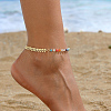 Brass Wheat & Plastic Colorful Asymmetrical Beach Vacation Anklets for Women FH4737-3