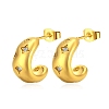 Half-circle Stainless Steel Inlaid Rhinestone Stud Earrings PW-WG84EA5-01-1