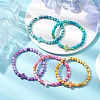 5 Pcs Synthetic Ocean White Jade & Synthetic Turquoise Stretch Bracelets Sets for Women BJEW-JB11015-2