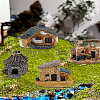 4Pcs 4 Styles Resin Miniature Stone Houses AJEW-LP0002-41-3