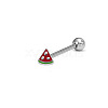 Watermelon Stainless Steel Enamel Straight Barbell 15 Gauge Piercing Tongue Rings for Women Men WG3D6AB-02-1