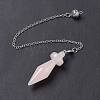 Natural Rose Quartz Pointed Dowsing Pendulums AJEW-B020-05P-07-3