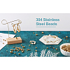 Mega Pet 400Pcs 5 Style 304 Stainless Steel Beads STAS-MP0001-10-21