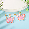 Brass Printing Acrylic Butterfly Dangle Stud Earrings EJEW-TA00671-4