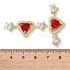 Rack Plating Brass Cubic Zirconia Triple Heart Connector Charm KK-C084-05G-4