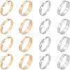 Unicraftale 40Pcs 4 Style 201 Stainless Steel Plain Band Adjustable Rings for Women STAS-UN0037-14-1