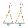 Triangle Iron Chain and Glass Dangle Earrings EJEW-JE05963-03-1