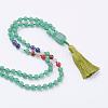 Natural Green Aventurine Tassel Pendant Necklaces NJEW-P193-A06-2