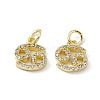 Real 18K Gold Plated Brass Micro Pave Clear Cubic Zirconia Charms KK-E068-VB411-4-2