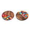 Transparent Resin & Walnut Wood Pendants RESI-TAC0017-75-A07-3