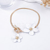 Alloy Enamel Flower Charm Brass Snake Chain Anklets for Women WG4EB39-02-1